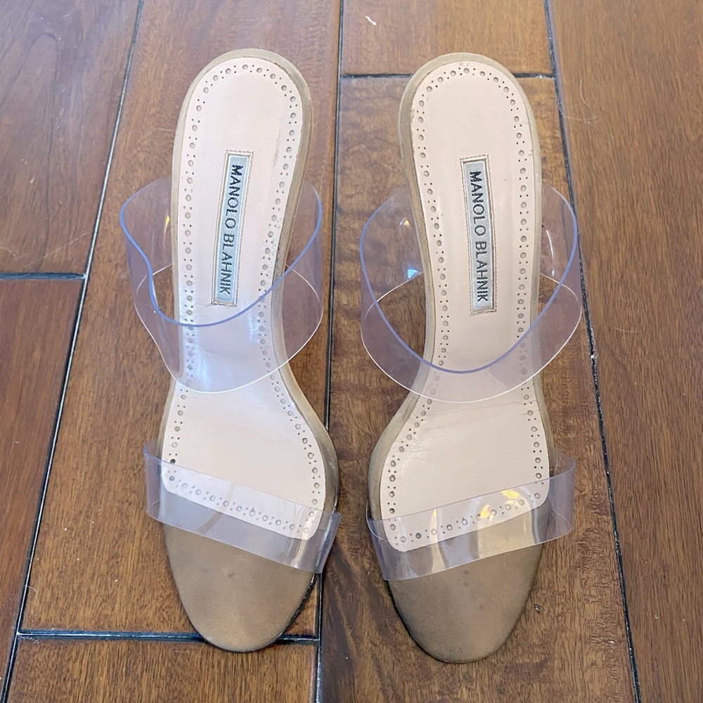 Manolo Blahnik Scolto Transparent Strap Sandal